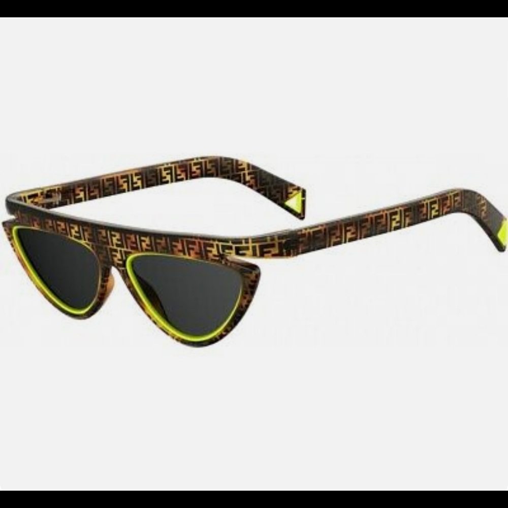 FENDI FLUO FF 0383/S Havana Green/Grey (HJV/IR) Sunglasses
